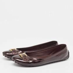 Pre Owned Louis Vuitton Burgundy Patent Oxford Ballet Flats Size 40.5