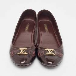 Pre Owned Louis Vuitton Burgundy Patent Oxford Ballet Flats Size 40.5