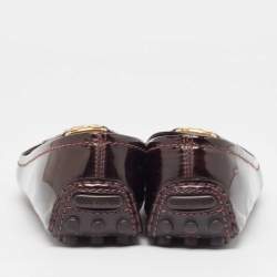 Pre Owned Louis Vuitton Burgundy Patent Oxford Ballet Flats Size 40.5