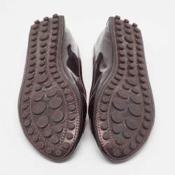 Pre Owned Louis Vuitton Burgundy Patent Oxford Ballet Flats Size 40.5