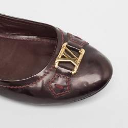 Pre Owned Louis Vuitton Burgundy Patent Oxford Ballet Flats Size 40.5
