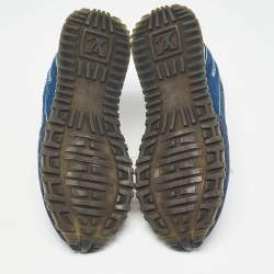Louis Vuitton Navy Blue Monogram Denim and Leather Run Away Sneakers Size 37
