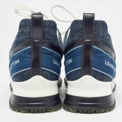Louis Vuitton Navy Blue Monogram Denim and Leather Run Away Sneakers Size 37