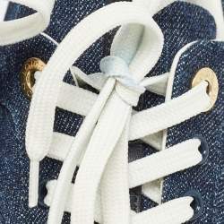 Louis Vuitton Navy Blue Monogram Denim and Leather Run Away Sneakers Size 37
