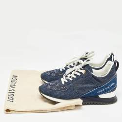 Louis Vuitton Navy Blue Monogram Denim and Leather Run Away Sneakers Size 37