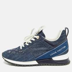 Louis Vuitton Navy Blue Monogram Denim and Leather Run Away Sneakers Size 37