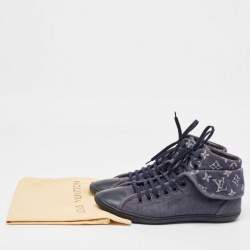 Pre Owned Louis Vuitton Navy Blue Monogram Denim Brea High Top Sneakers Size 40