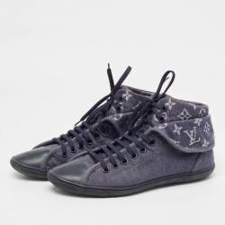 Pre Owned Louis Vuitton Navy Blue Monogram Denim Brea High Top Sneakers Size 40