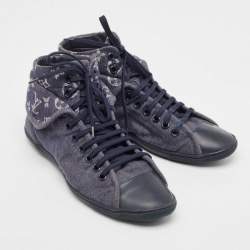 Pre Owned Louis Vuitton Navy Blue Monogram Denim Brea High Top Sneakers Size 40