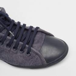 Pre Owned Louis Vuitton Navy Blue Monogram Denim Brea High Top Sneakers Size 40