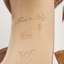 Louis Vuitton White/Brown Leather and Canvas Matchmake Ankle Strap Sandals Size 36