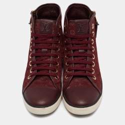 Louis Vuitton Burgundy Suede and Leather Punchy Sneakers Size 36.5