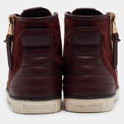 Louis Vuitton Burgundy Suede and Leather Punchy Sneakers Size 36.5