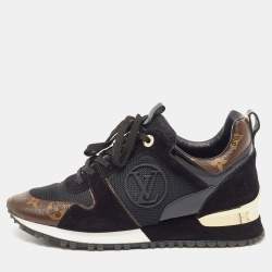 Louis Vuitton Brown/Black Suede and Monogram Canvas Run Away Low Top Sneakers Size 37.5