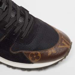 Louis Vuitton Brown/Black Suede and Monogram Canvas Run Away Low Top Sneakers Size 37.5