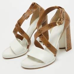 Louis Vuitton White/Brown Monogram Canvas and Leather Matchmake Sandals Size 40