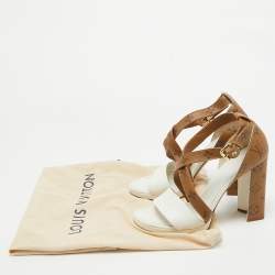 Louis Vuitton White/Brown Monogram Canvas and Leather Matchmake Sandals Size 40