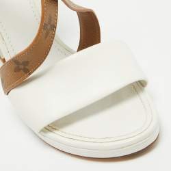 Louis Vuitton White/Brown Monogram Canvas and Leather Matchmake Sandals Size 40