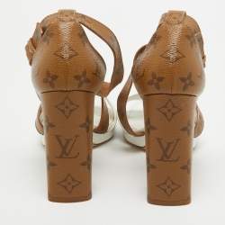 Louis Vuitton White/Brown Monogram Canvas and Leather Matchmake Sandals Size 40