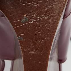 Pre Owned Louis Vuitton Burgundy Patent Leather Wedge Slingback Sandals Size 40