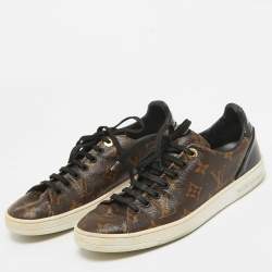 Louis Vuitton Brown/Black Monogram Canvas and Patent Frontrow Sneakers Size 37.5