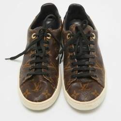 Louis Vuitton Brown/Black Monogram Canvas and Patent Frontrow Sneakers Size 37.5