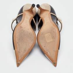 Louis Vuitton Black/Beige Patent Mary Jane Pumps Size 39.5