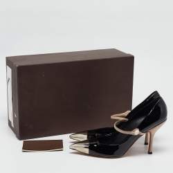 Louis Vuitton Black/Beige Patent Mary Jane Pumps Size 39.5