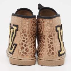Louis Vuitton Metallic Embossed Leather Punchy Sneakers Size 39
