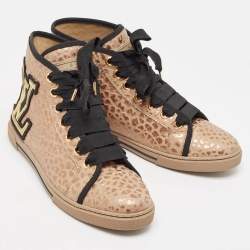 Louis Vuitton Metallic Embossed Leather Punchy Sneakers Size 39