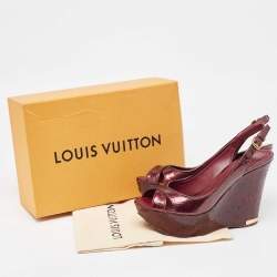 Louis Vuitton Amarante Monogram Vernis Pantheon Wedge Sandals Size 39