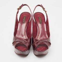 Louis Vuitton Amarante Monogram Vernis Pantheon Wedge Sandals Size 39