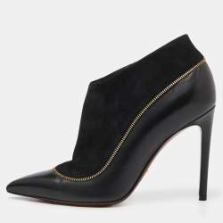 مملوكة مسبقًا Louis Vuitton Black Suede and Leather Zip Detail Ankle Booties Size 38.5
