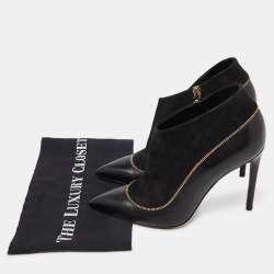 مملوكة مسبقًا Louis Vuitton Black Suede and Leather Zip Detail Ankle Booties Size 38.5