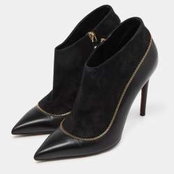 مملوكة مسبقًا Louis Vuitton Black Suede and Leather Zip Detail Ankle Booties Size 38.5