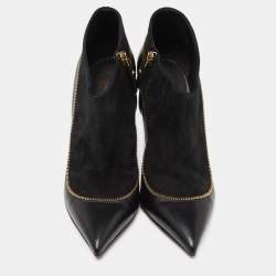 مملوكة مسبقًا Louis Vuitton Black Suede and Leather Zip Detail Ankle Booties Size 38.5