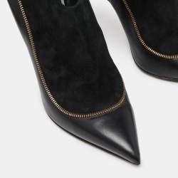 مملوكة مسبقًا Louis Vuitton Black Suede and Leather Zip Detail Ankle Booties Size 38.5