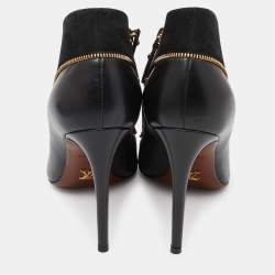 مملوكة مسبقًا Louis Vuitton Black Suede and Leather Zip Detail Ankle Booties Size 38.5