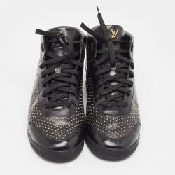 Louis Vuitton Black Leather Studded High Top Sneakers Size 39