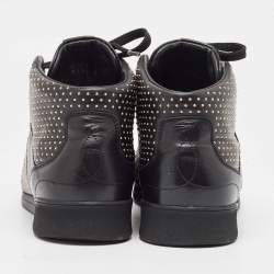 Louis Vuitton Black Leather Studded High Top Sneakers Size 39