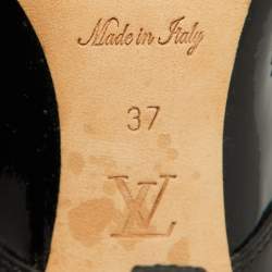Pre Owned Louis Vuitton Black/Tan Leather and Patent Ankle Booties Size 37