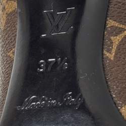 Pre Owned Louis Vuitton Brown/Black Coated Monogram Canvas and Patent Leather Fetish Pointed Toe Pumps Size 37.5