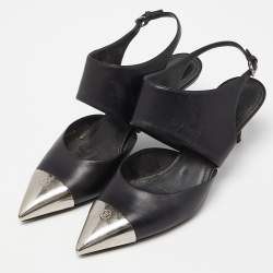 مملوكة مسبقًا Louis Vuitton Black Leather Slingback Pumps Size 39