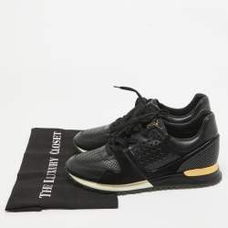 Louis Vuitton Black Perforated Leather and Suede Run Away Sneakers Size 39