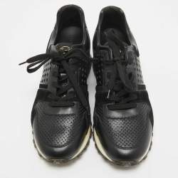 Louis Vuitton Black Perforated Leather and Suede Run Away Sneakers Size 39