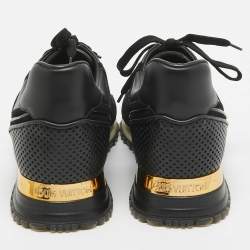 Louis Vuitton Black Perforated Leather and Suede Run Away Sneakers Size 39