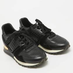 Louis Vuitton Black Perforated Leather and Suede Run Away Sneakers Size 39