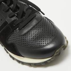 Louis Vuitton Black Perforated Leather and Suede Run Away Sneakers Size 39