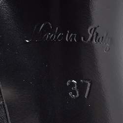 Pre Owned Louis Vuitton Black/Brown Leather and Monogram Canvas Studded Ankle Booties Size 37