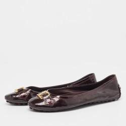 Louis Vuitton Burgundy Patent Leather Oxford Ballet Flats Size 36.5